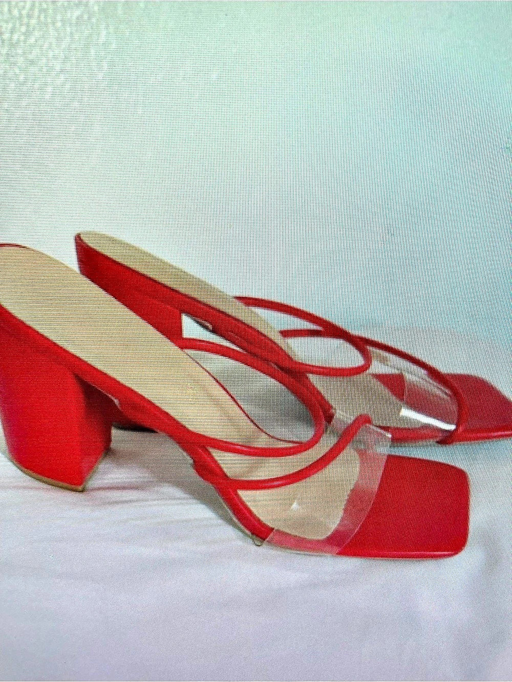 Red Strappy Heels Like New